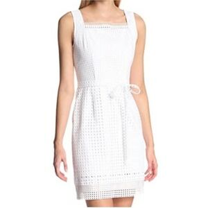 Elie Tahari‎ White Erin Sleeveless Eyelet Sheath Dress Size 8